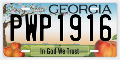 GA license plate PWP1916