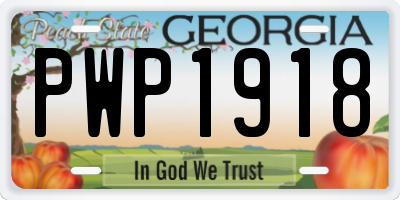 GA license plate PWP1918