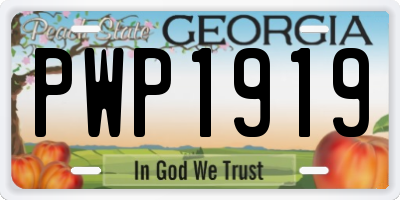 GA license plate PWP1919