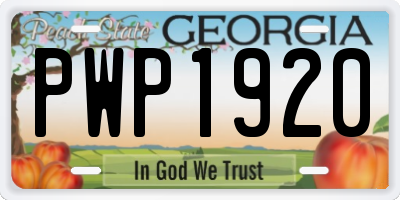 GA license plate PWP1920