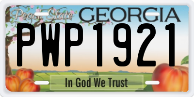 GA license plate PWP1921
