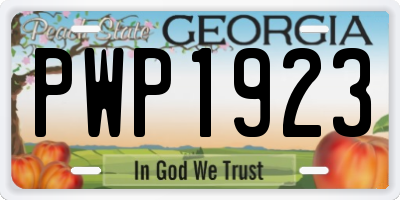 GA license plate PWP1923