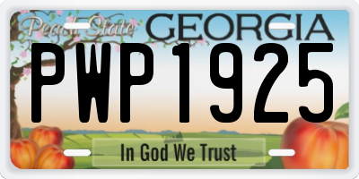GA license plate PWP1925