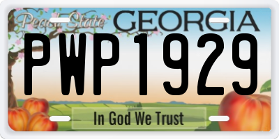 GA license plate PWP1929