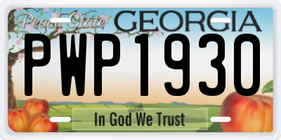 GA license plate PWP1930