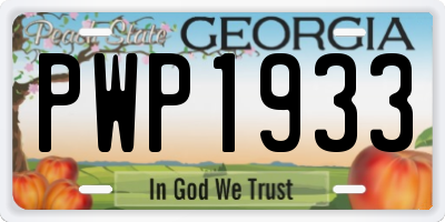 GA license plate PWP1933