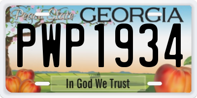 GA license plate PWP1934