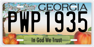 GA license plate PWP1935