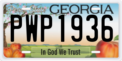 GA license plate PWP1936