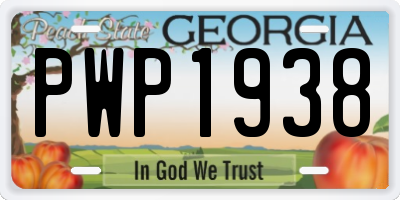 GA license plate PWP1938