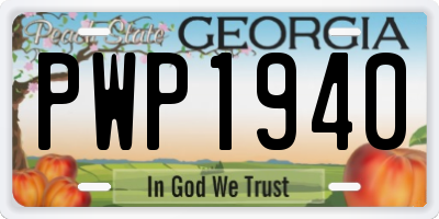GA license plate PWP1940
