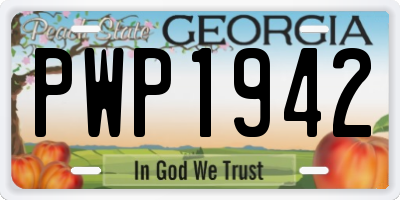 GA license plate PWP1942