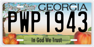 GA license plate PWP1943