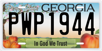 GA license plate PWP1944