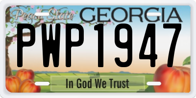GA license plate PWP1947