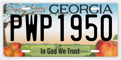 GA license plate PWP1950