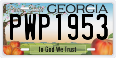 GA license plate PWP1953