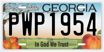GA license plate PWP1954