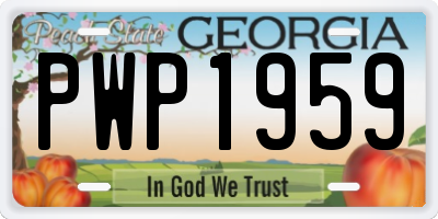 GA license plate PWP1959