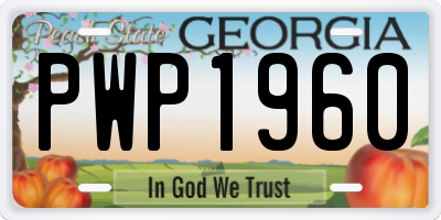 GA license plate PWP1960