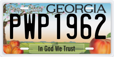 GA license plate PWP1962