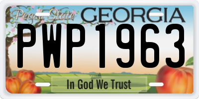 GA license plate PWP1963
