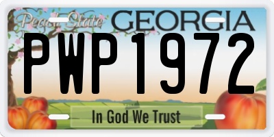 GA license plate PWP1972