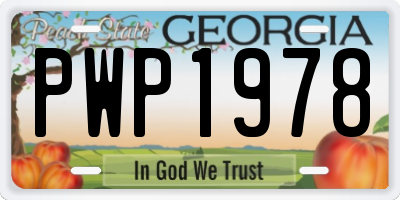 GA license plate PWP1978