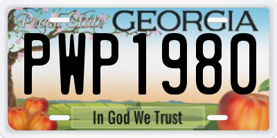 GA license plate PWP1980