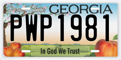 GA license plate PWP1981