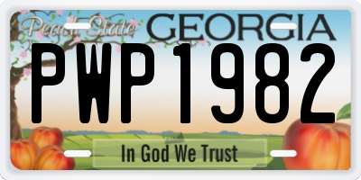 GA license plate PWP1982