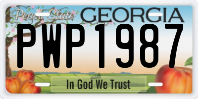 GA license plate PWP1987