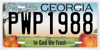 GA license plate PWP1988