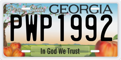 GA license plate PWP1992