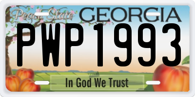 GA license plate PWP1993