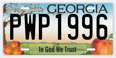 GA license plate PWP1996