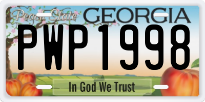 GA license plate PWP1998