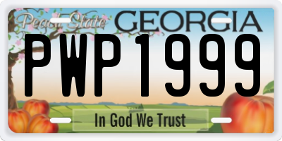 GA license plate PWP1999