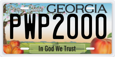 GA license plate PWP2000