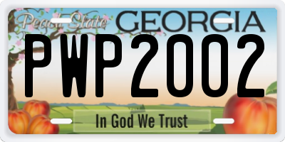 GA license plate PWP2002