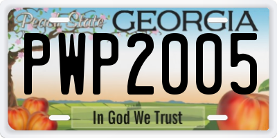 GA license plate PWP2005