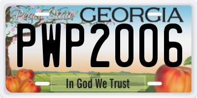 GA license plate PWP2006