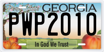 GA license plate PWP2010