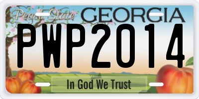 GA license plate PWP2014