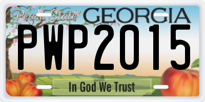 GA license plate PWP2015