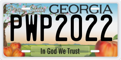 GA license plate PWP2022