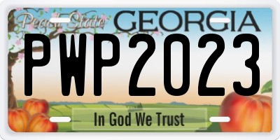 GA license plate PWP2023