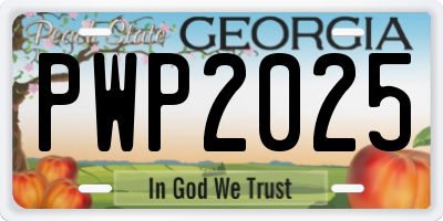 GA license plate PWP2025