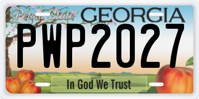 GA license plate PWP2027