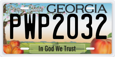 GA license plate PWP2032